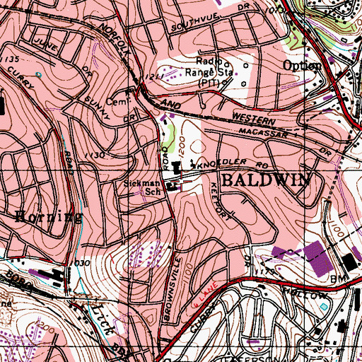 Topographic Map of Sickman School, PA