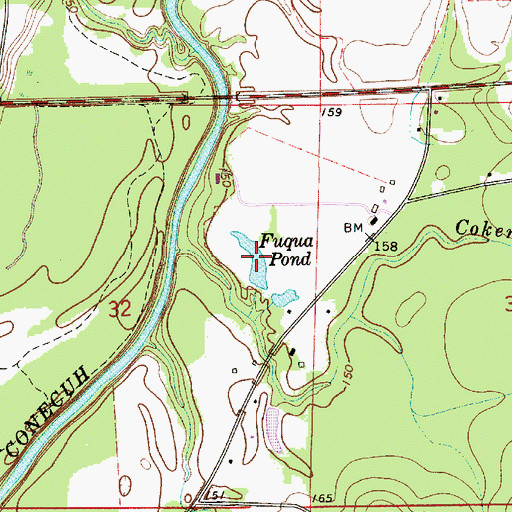 Topographic Map of Fuqua Pond, AL