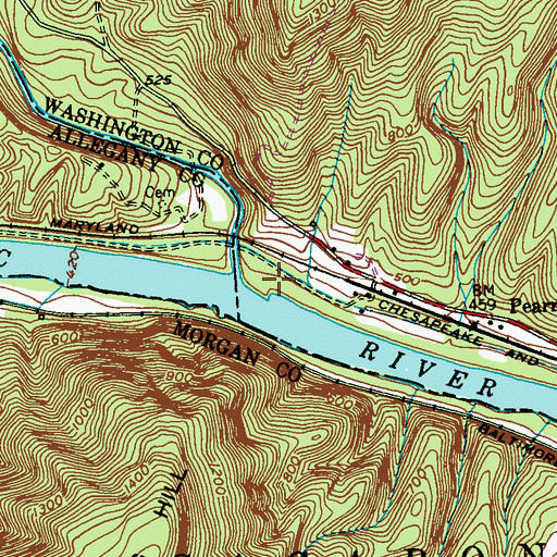 Topographic Map of Sideling Hill Creek, MD