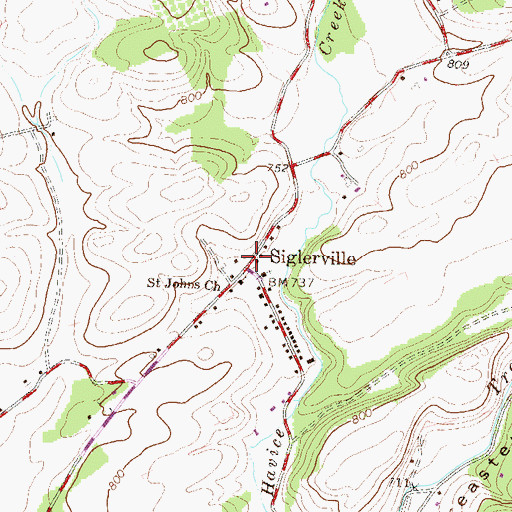 Topographic Map of Siglerville, PA