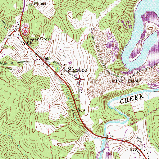 Topographic Map of Sigsbee, PA