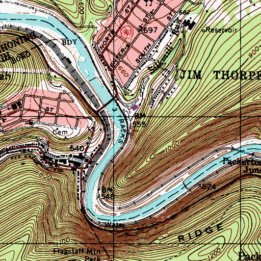 Topographic Map of Silkmill Run, PA