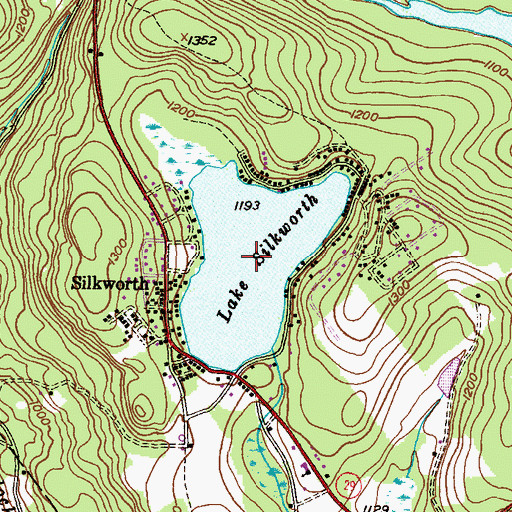 Topographic Map of Lake Silkworth, PA