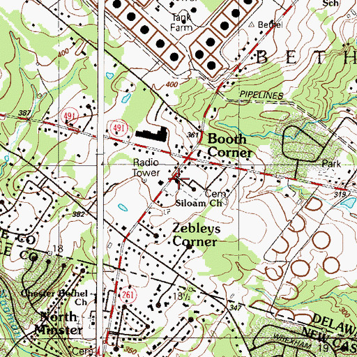 Topographic Map of Siloam Church, PA
