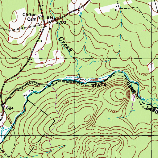 Topographic Map of Silver Creek, PA