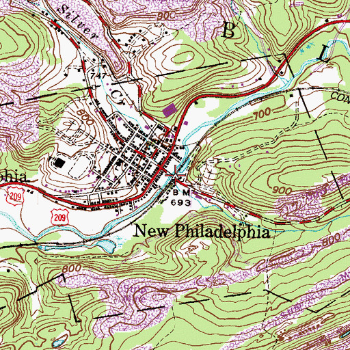 Topographic Map of Silver Creek, PA