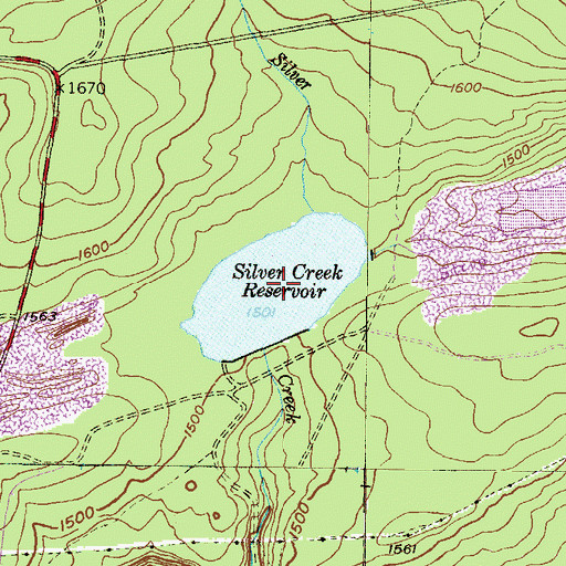 Topographic Map of Silver Creek Reservoir, PA