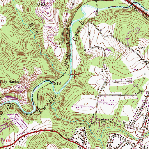 Topographic Map of Simpson Run, PA