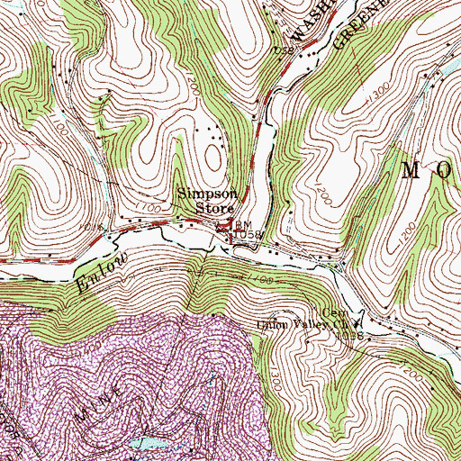Topographic Map of Simpson Store, PA