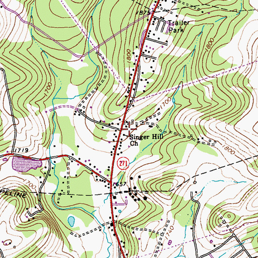 Topographic Map of Singer Hill Church, PA