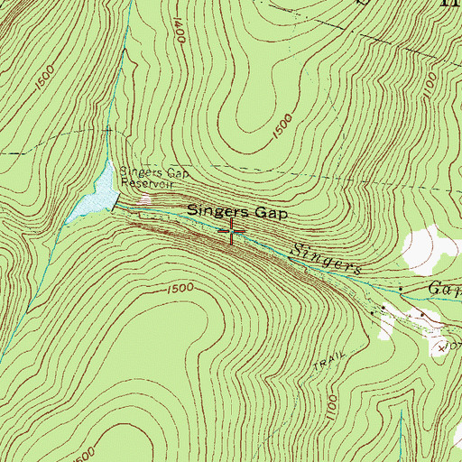 Topographic Map of Singers Gap, PA