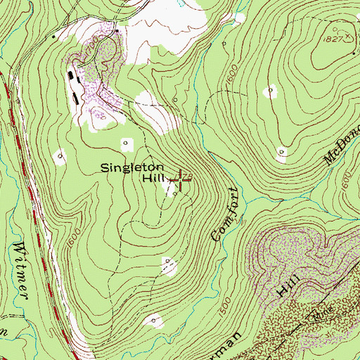 Topographic Map of Singleton Hill, PA