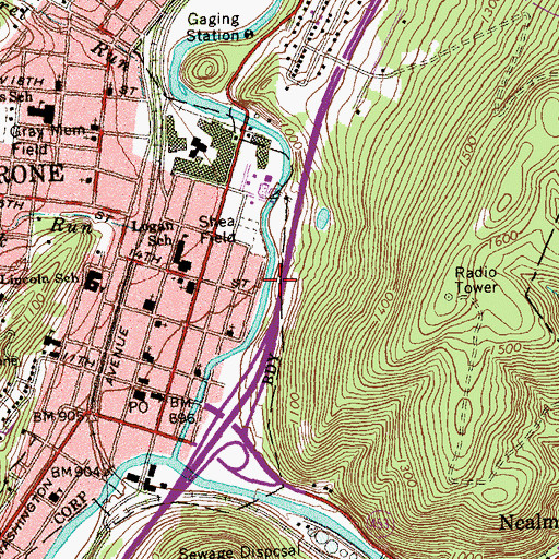 Topographic Map of Sink Run, PA