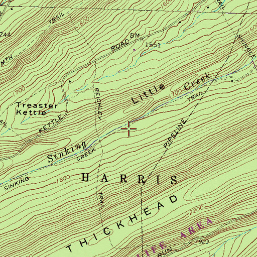 Topographic Map of Sinking Creek Trail, PA