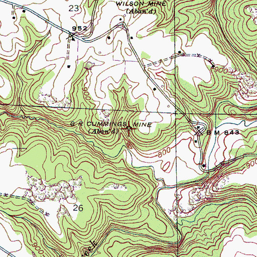 Topographic Map of G R Cummings Mine, AL