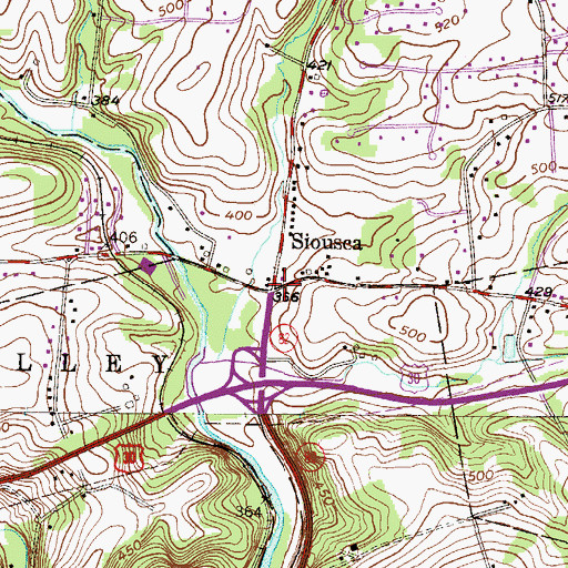 Topographic Map of Siousca, PA