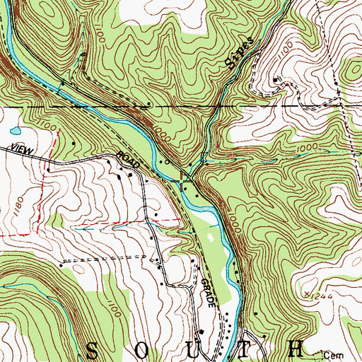 Topographic Map of Sipes Run, PA