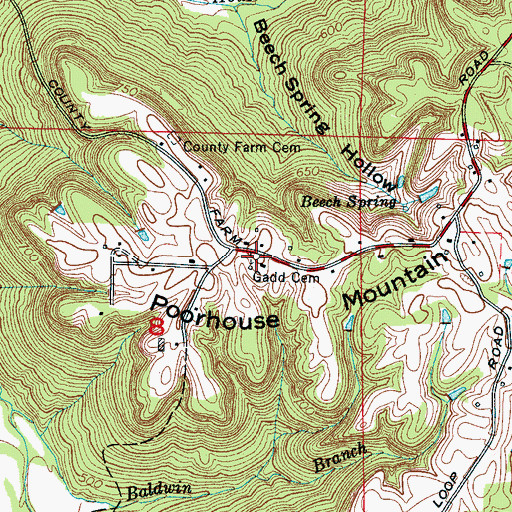 Topographic Map of Gadd Cemetery, AL