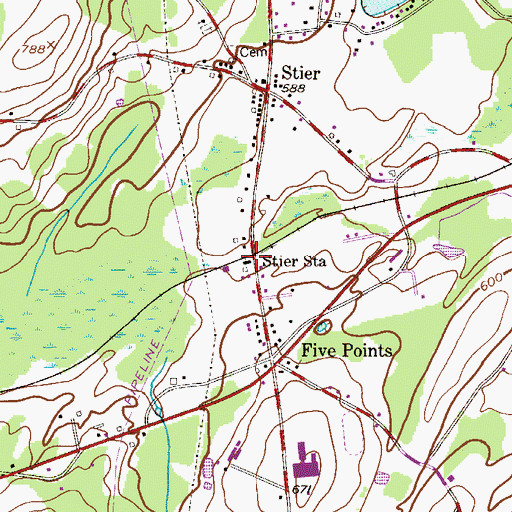 Topographic Map of Stier, PA