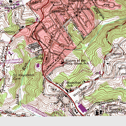 Topographic Map of Sisters of the Holy Ghost School, PA