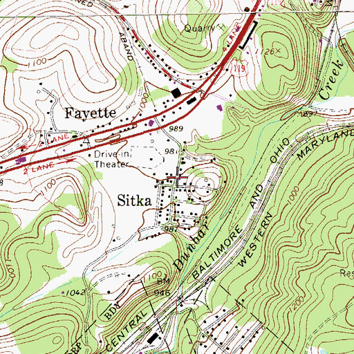 Topographic Map of Sitka, PA