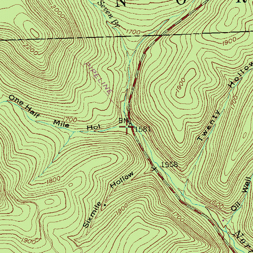 Topographic Map of Six and One Half Mile Hollow, PA