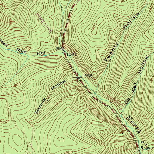 Topographic Map of Sixmile Hollow, PA