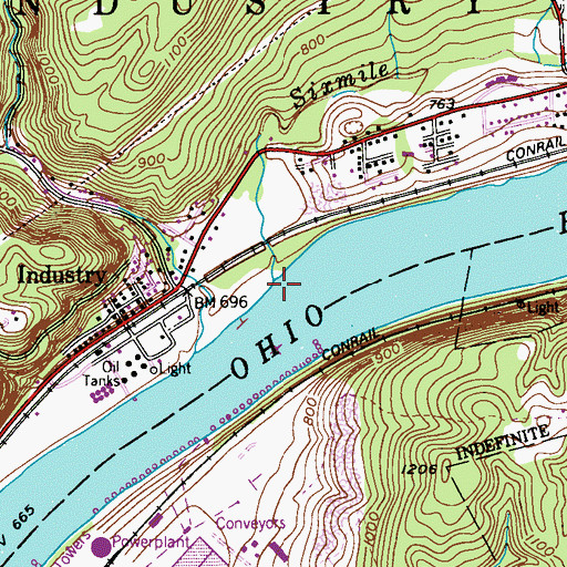 Topographic Map of Sixmile Run, PA