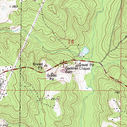 Topographic Map of Gaddies Chapel Cemetery, AL