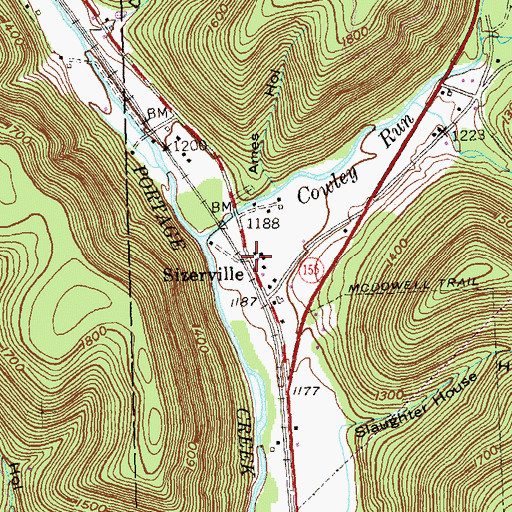 Topographic Map of Sizerville, PA