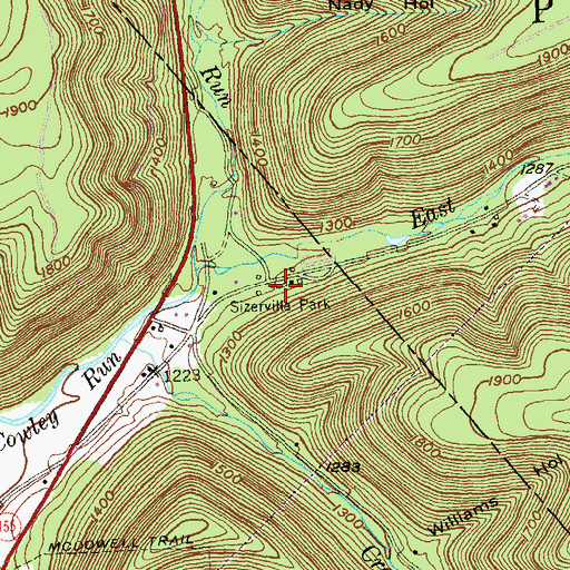 Topographic Map of Sizerville Park, PA
