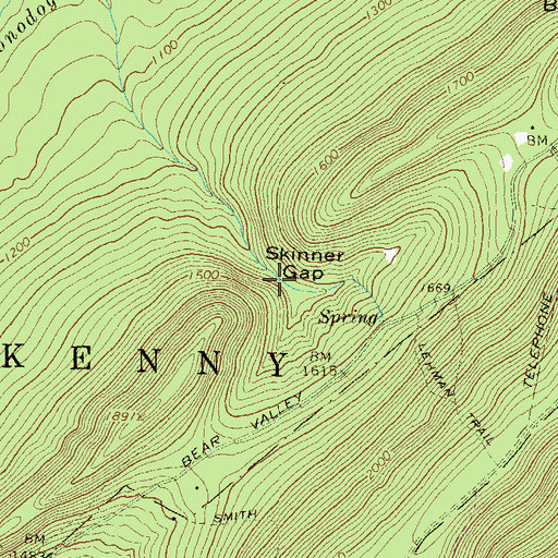 Topographic Map of Skinner Gap, PA