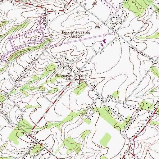 Topographic Map of Skippacke Church, PA