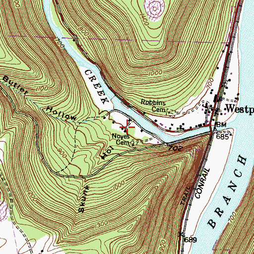 Topographic Map of Skunk Hollow, PA