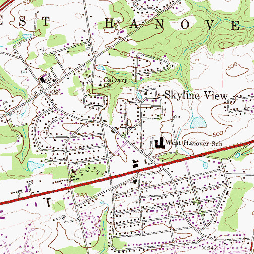 Topographic Map of Skyline View, PA