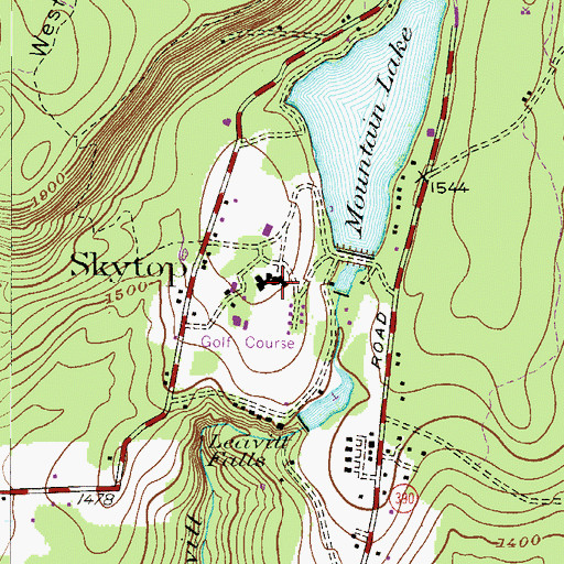 Topographic Map of Skytop, PA