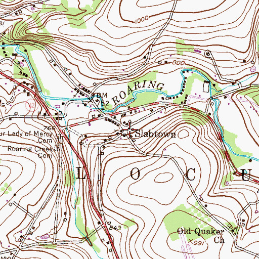 Topographic Map of Slabtown, PA
