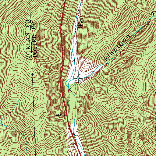 Topographic Map of Slabtown Hollow, PA