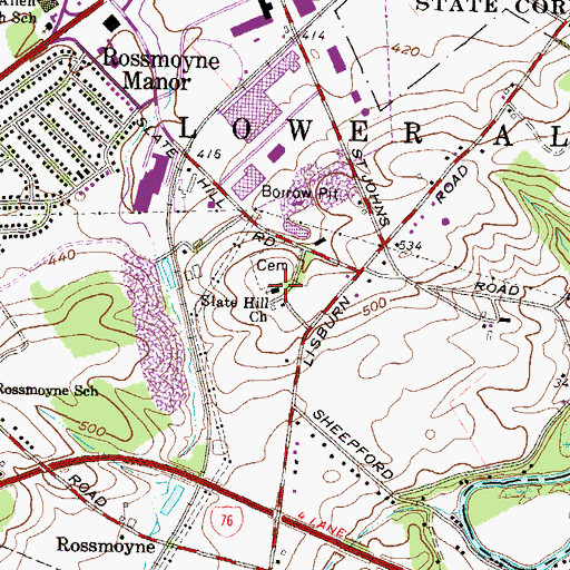 Topographic Map of Slate Hill Church, PA