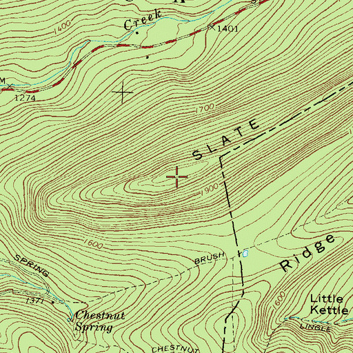 Topographic Map of Slate Ridge, PA