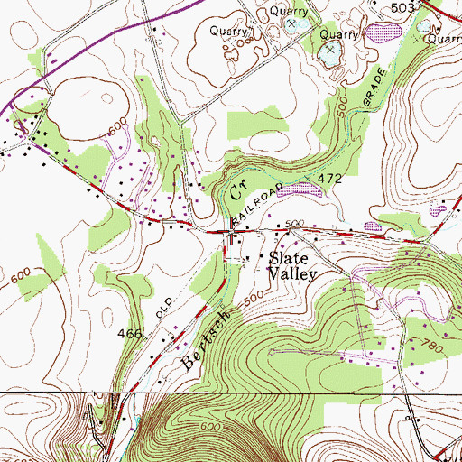Topographic Map of Slate Valley, PA