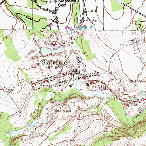 Topographic Map of Slatedale, PA