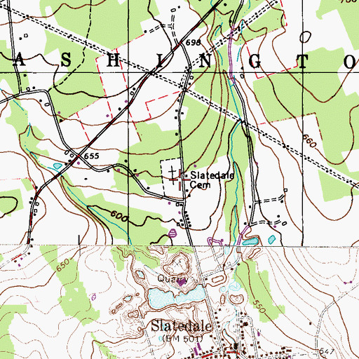 Topographic Map of Slatedale Cemetery, PA