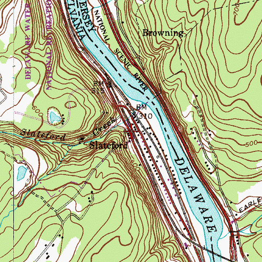 Topographic Map of Slateford, PA