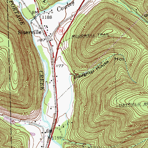 Topographic Map of Slaughter House Hollow, PA