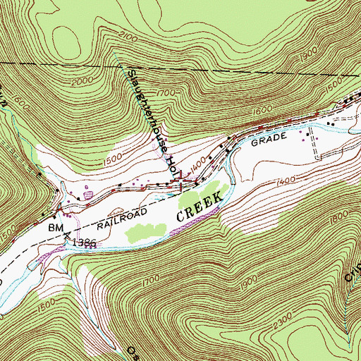 Topographic Map of Slaughterhouse Hollow, PA