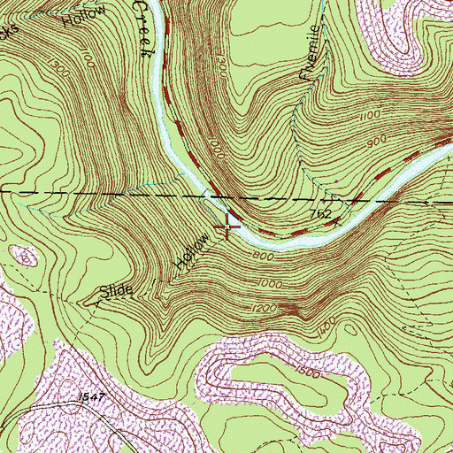Topographic Map of Slide Hollow, PA