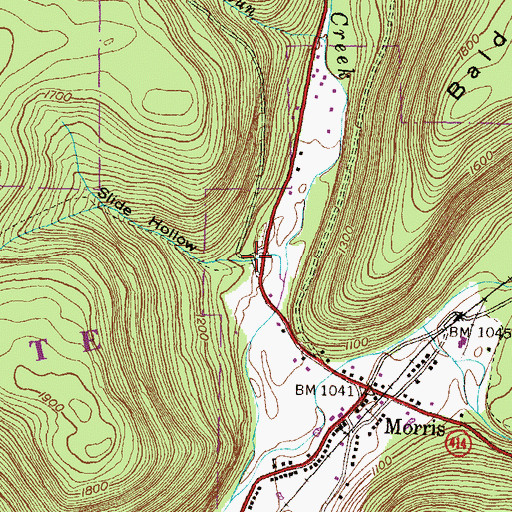 Topographic Map of Slide Hollow, PA