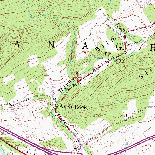 Topographic Map of Slim Valley, PA