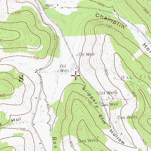 Topographic Map of Slippery Elm Hollow, PA